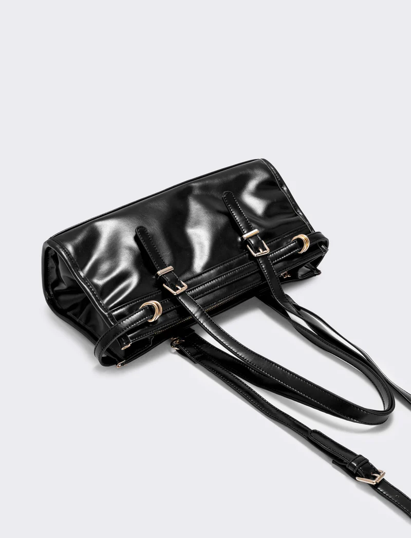 Borsa rettangolare con cinturino spalla - Nero