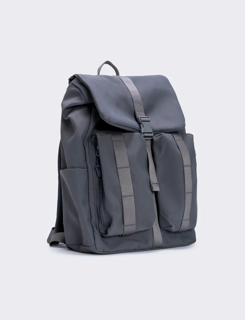 Zainetto uomo nylon multi tasche pratico - Grigio