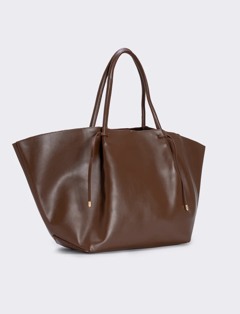 Shopper con borsello intrecciato - Marrone