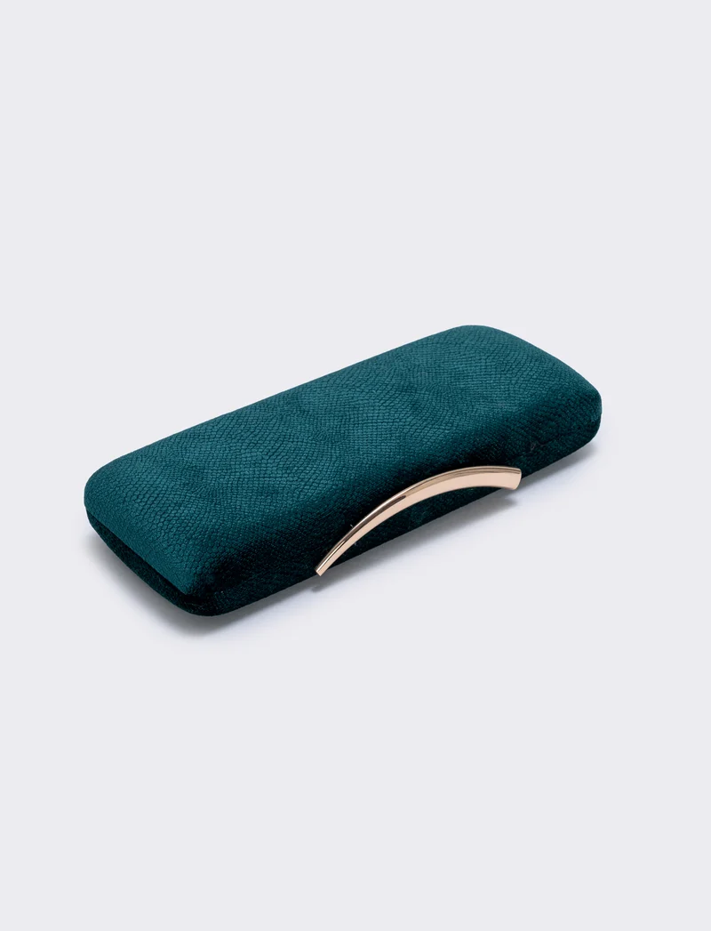 Clutch rigida in velluto pitonato - Verde