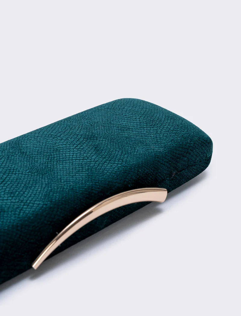 Clutch rigida in velluto pitonato - Verde