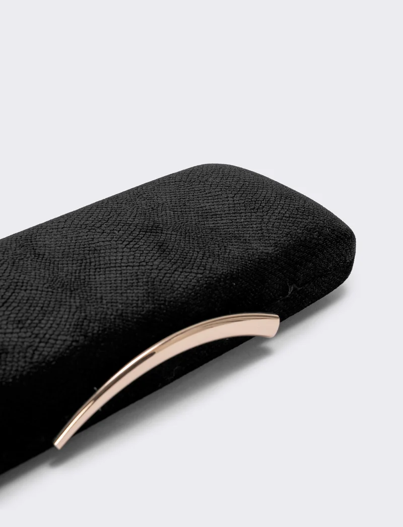 Clutch rigida in velluto pitonato - Nero