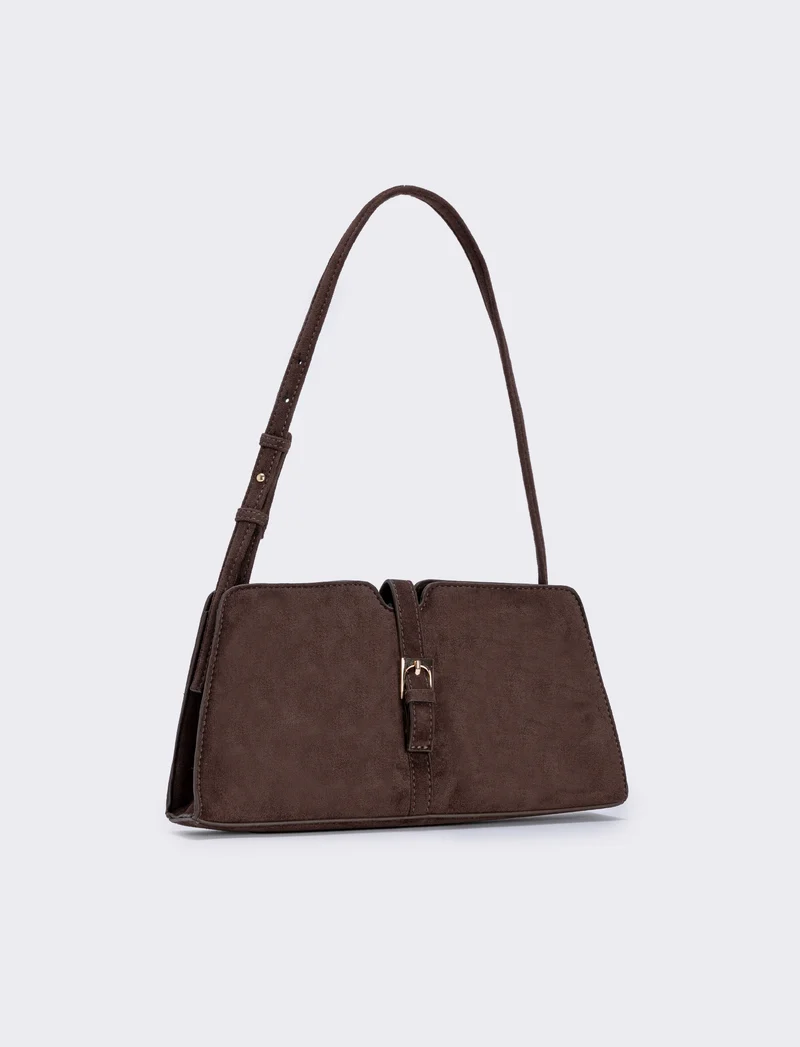 Borsetta suede con fibbia elegante - Moro