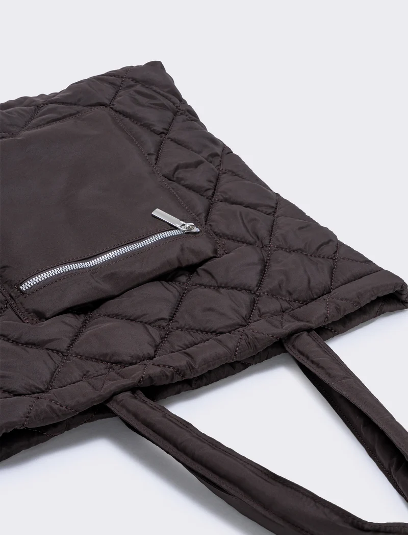 Shopper nylon double face con tasca - Moro