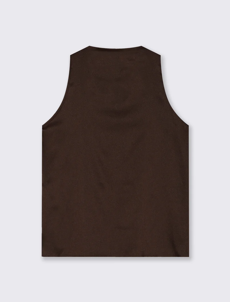 Top Scollo a V in Tessuto Leggero - Beige