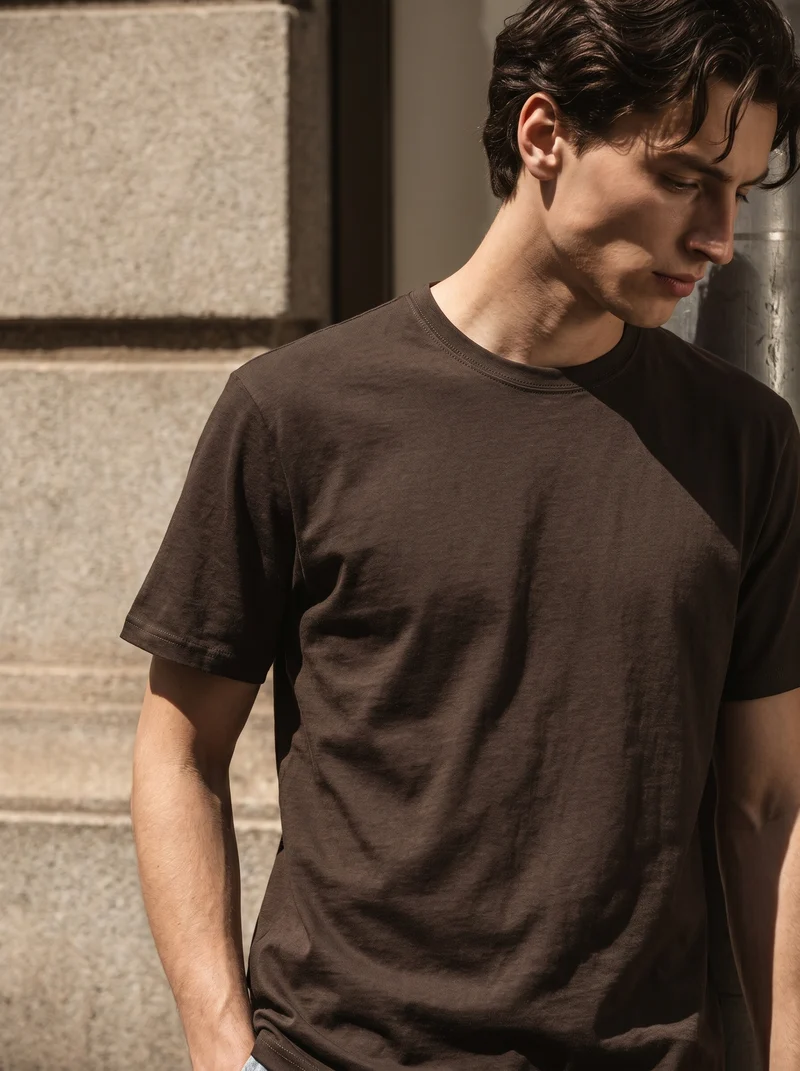 T-shirt Basic Cotone Premium Regular Fit - Moro