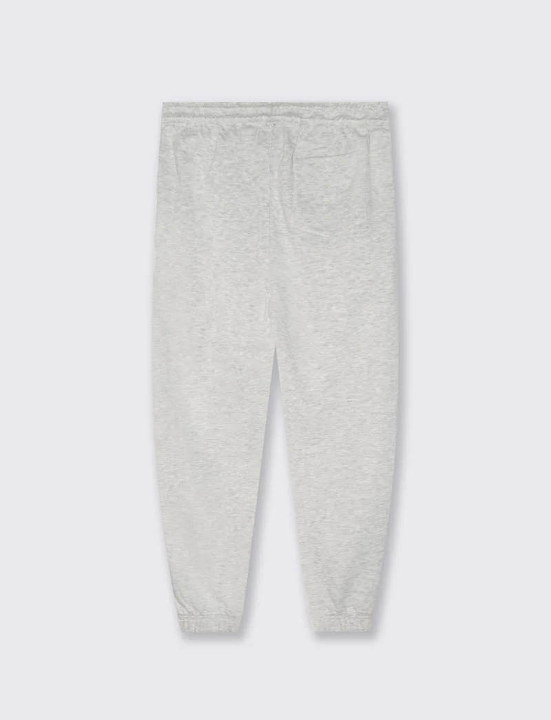 Pantaloni Jogger Basic in Felpa con Elastico - Grigio mel.