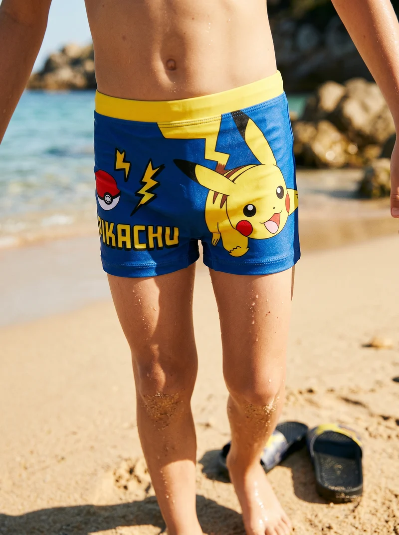 Costume boxer Pikachu in tessuto elastico - Blu navy