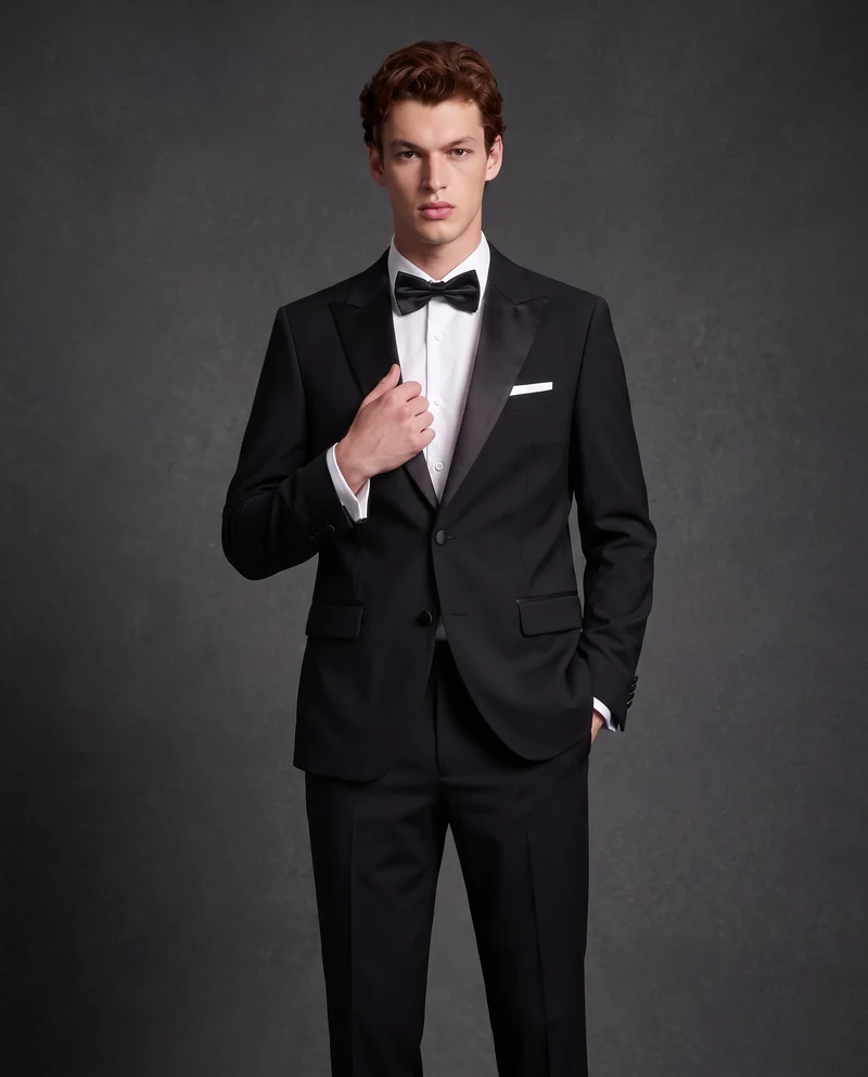 Blazer da Smoking con Colletto in Raso - Nero