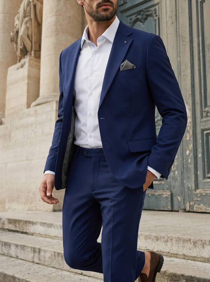 Blazer Formal Fit con Dettagli Eleganti - Blu