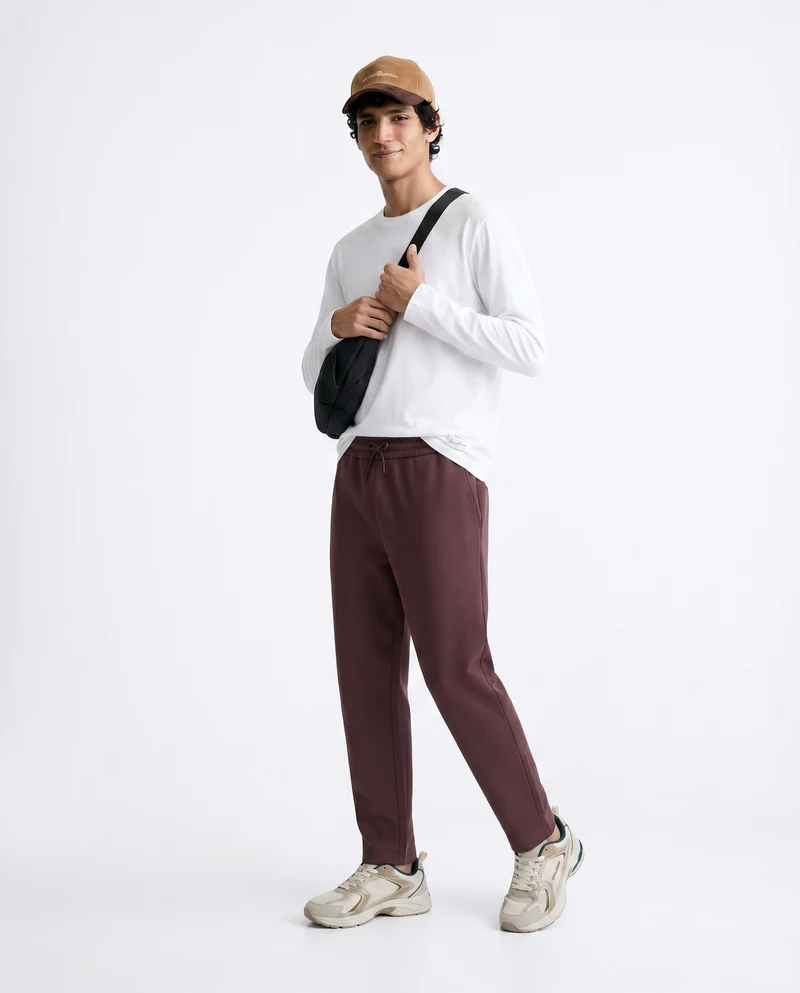 Pantaloni in felpa con vita jogger - Bordeaux