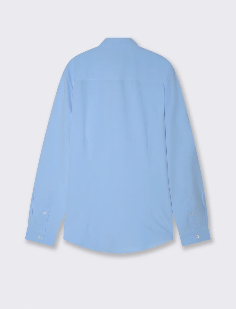 Camicia Regular Fit in Tessuto Tecnico - Celeste