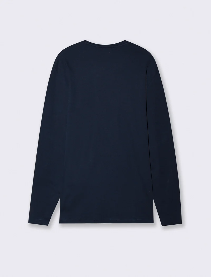 T-shirt slim fit a coste girocollo - Blu