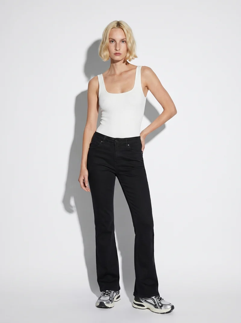 Jeans bootcut 5 tasche regular waist - Nero