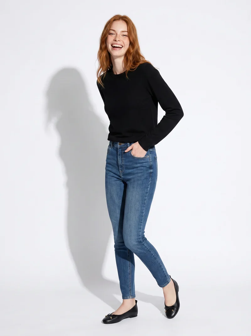 Maglia manica lunga scollo paricollo - Nero