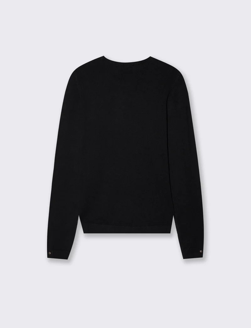 Maglia manica lunga scollo paricollo - Nero