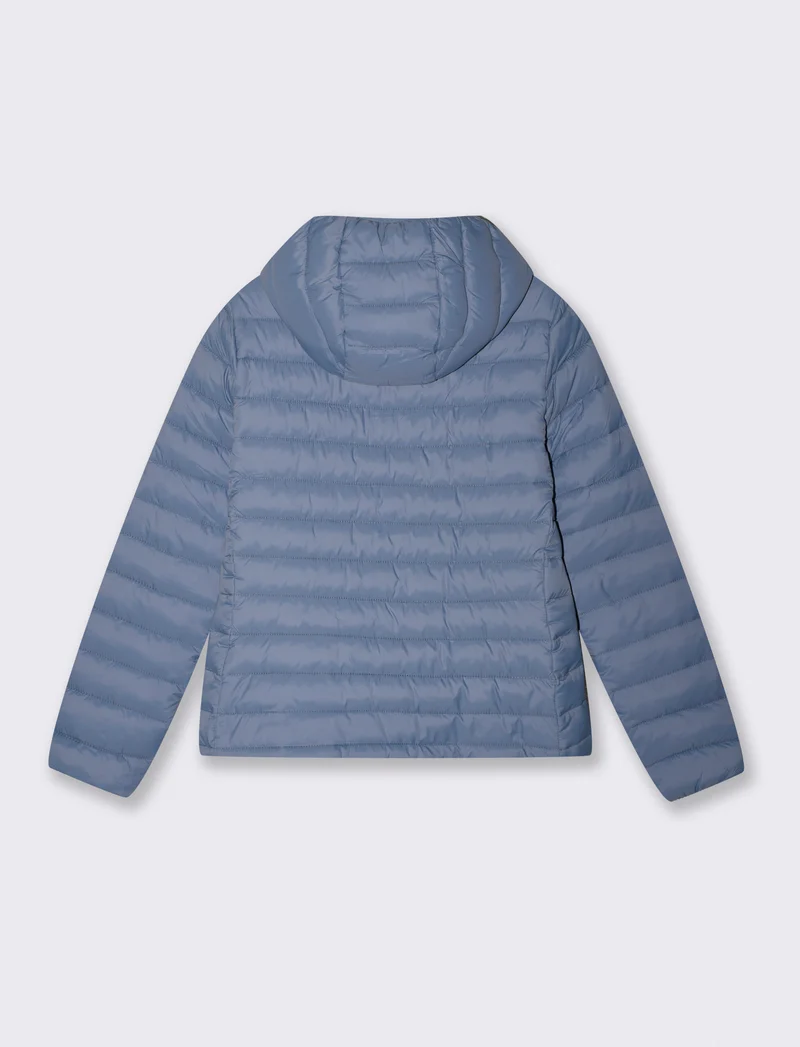 Giubbotto basico con cappuccio e tasche - Denim