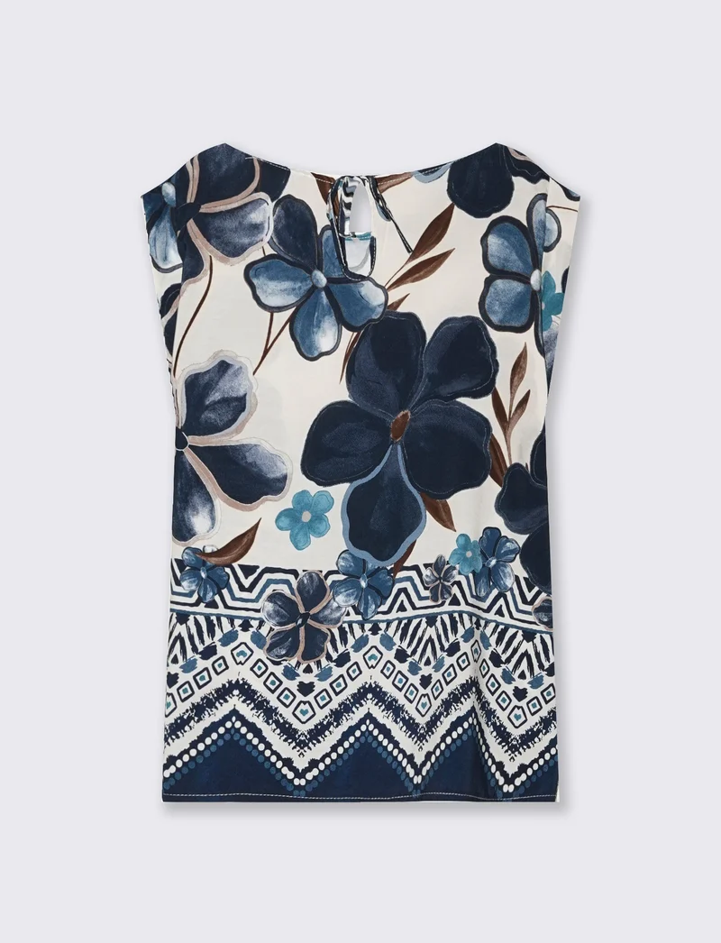 Maglia Fantasia con Manica a T - Blu