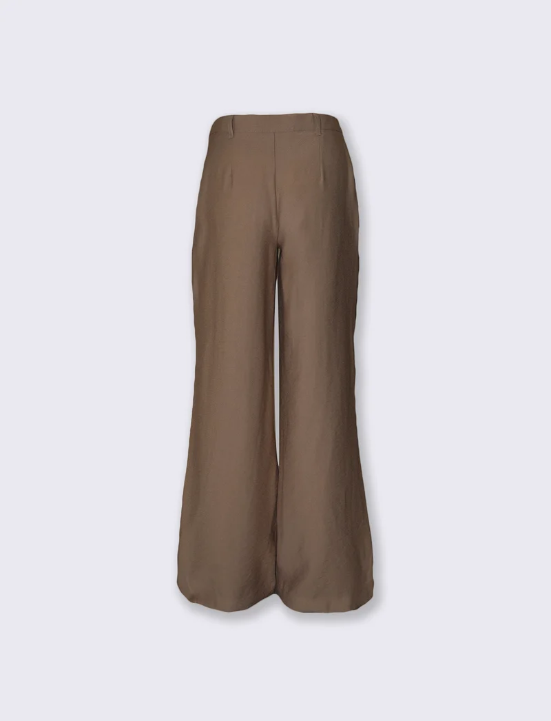 Pantaloni palazzo con pinches e tasche - Grigio fango