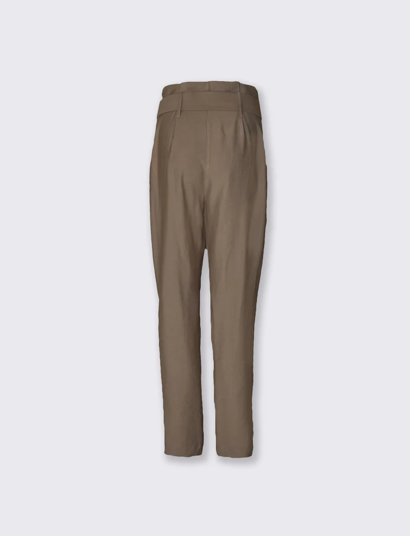 Pantaloni alla Caviglia con Cintura Vita - Grigio fango