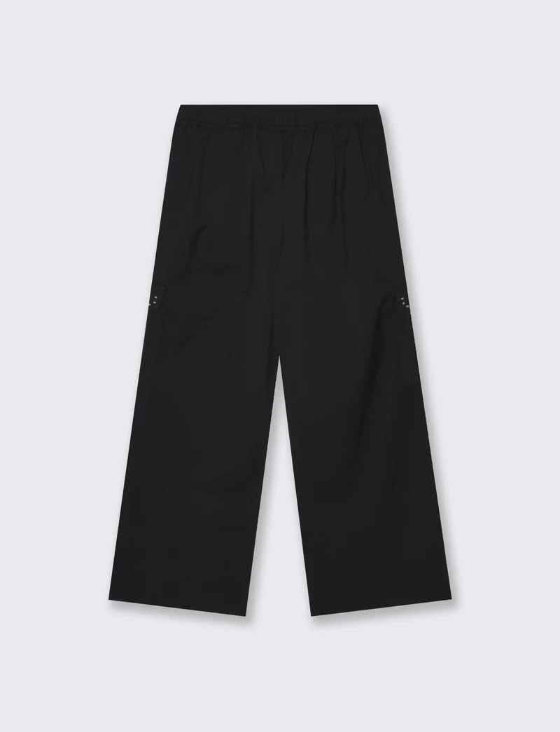 Pantalone da bambina con tasconi e borchie - Nero