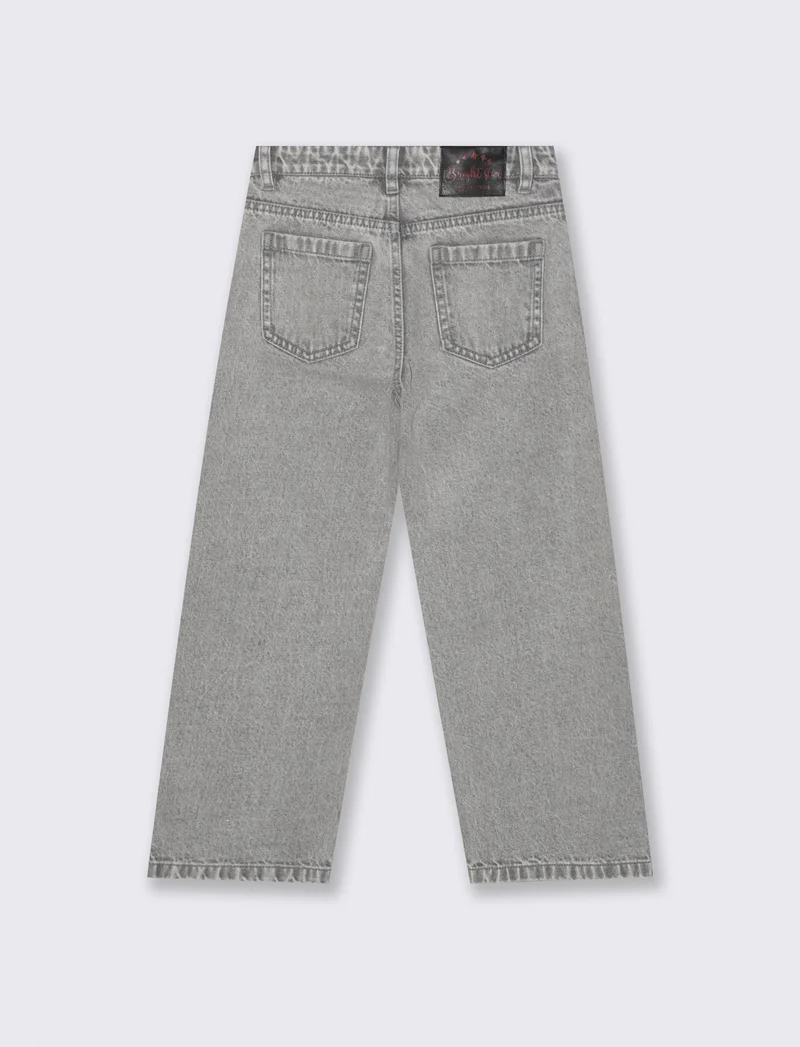 Jeans gamba ampia con borchie rock - Grigio
