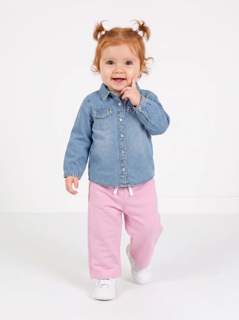 Camicia a maniche lunghe da neonata - Denim