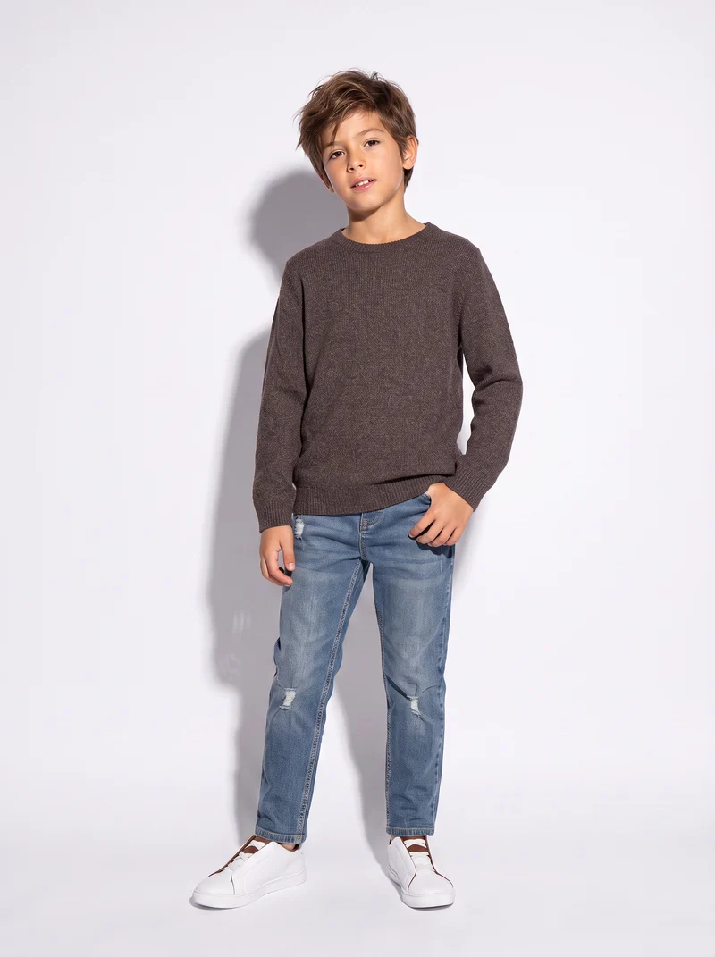 Maglioncino in maglia comodo e versatile - Marrone cioccolato