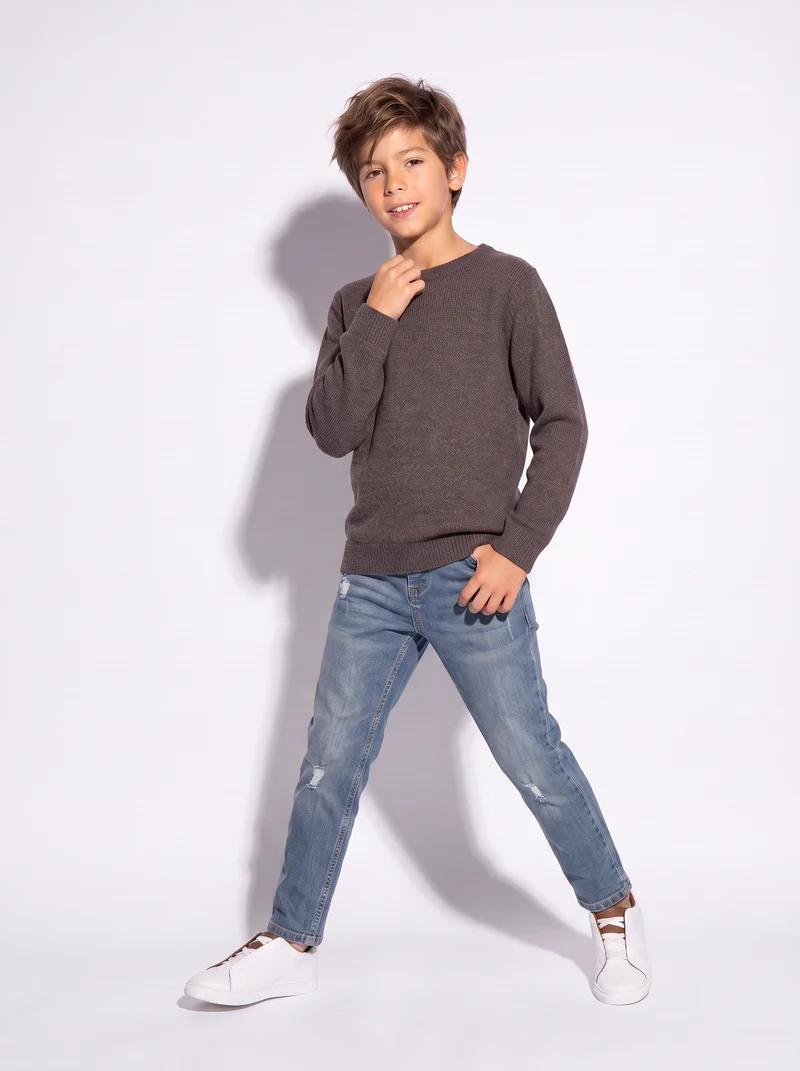Maglioncino in maglia comodo e versatile - Marrone cioccolato
