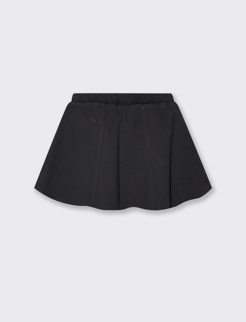 Gonna in interlock a pieghe dallo stile romantico - Nero
