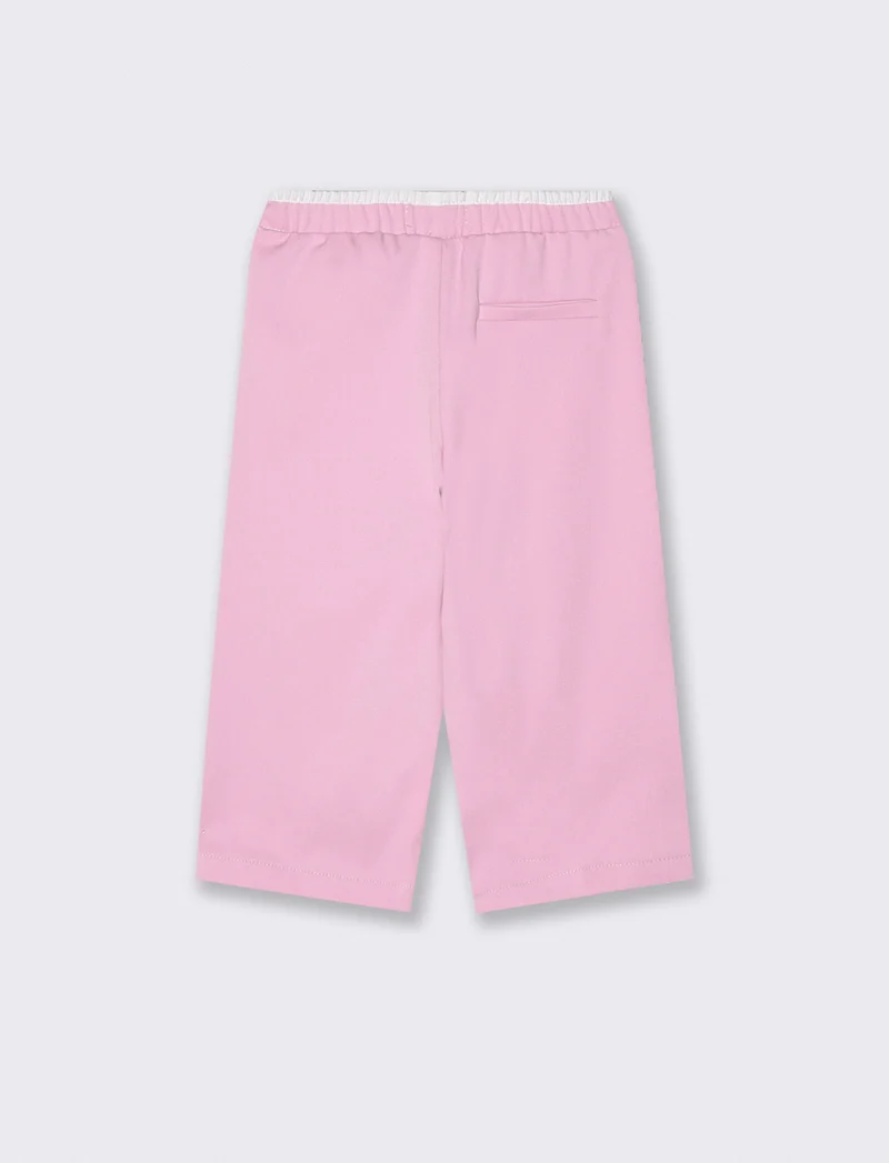 Pantaloni gamba larga con laccio in vita - Rosa polvere