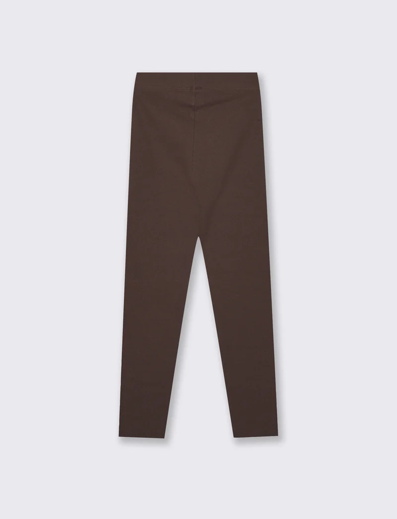Leggings morbidi in costina elastica - Marrone cioccolato