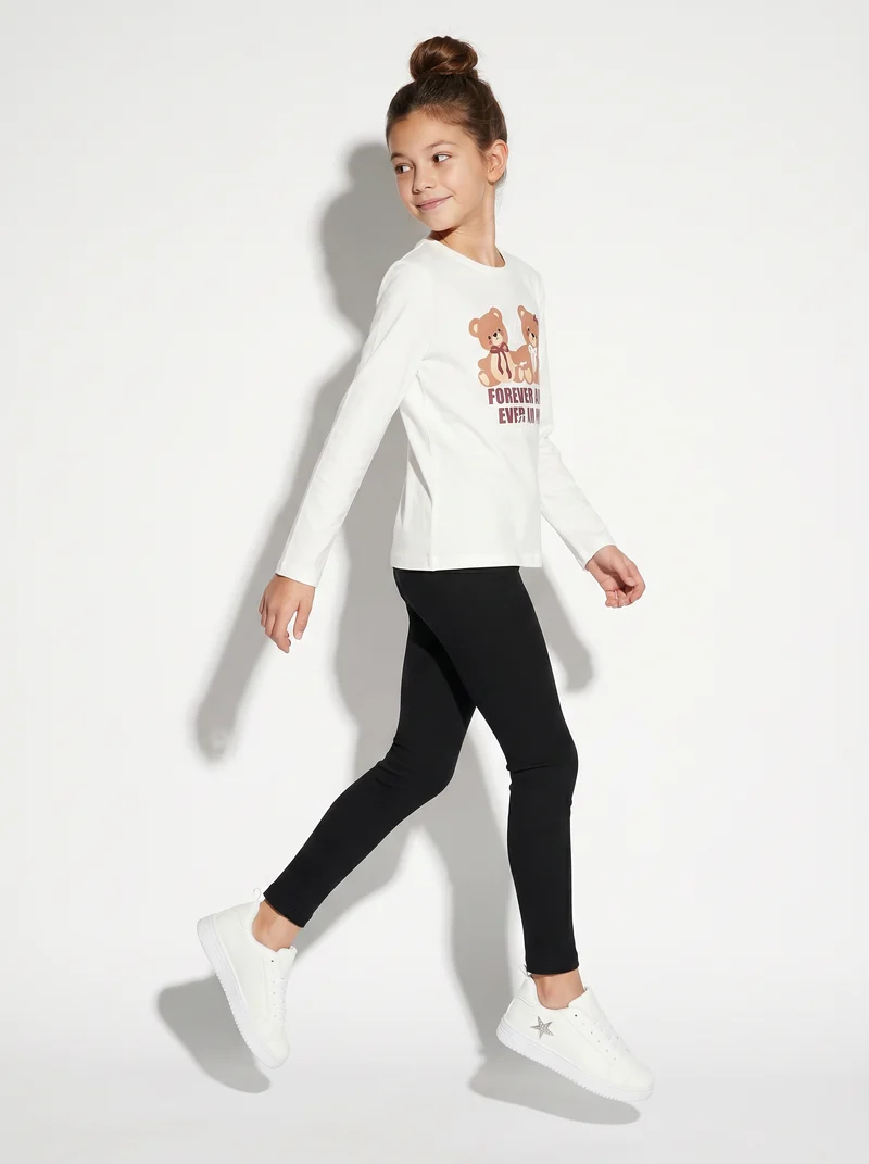 Leggings morbidi in costina elastica - Nero