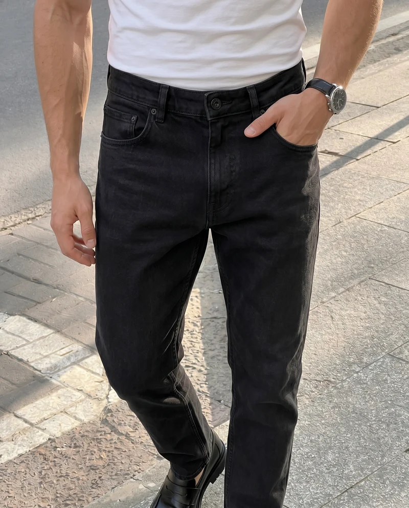 Pantaloni slim fit 5 tasche comfort - Nero