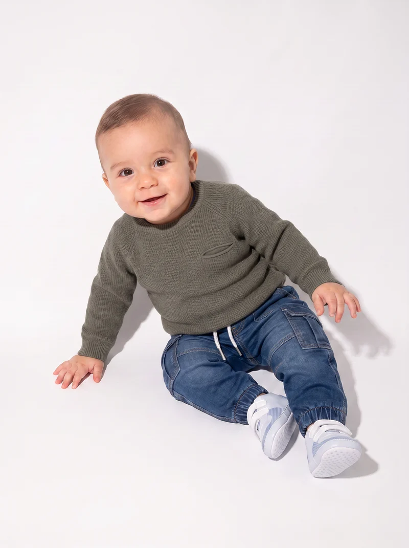 Pantaloni ampi effetto denim con tasche - Denim