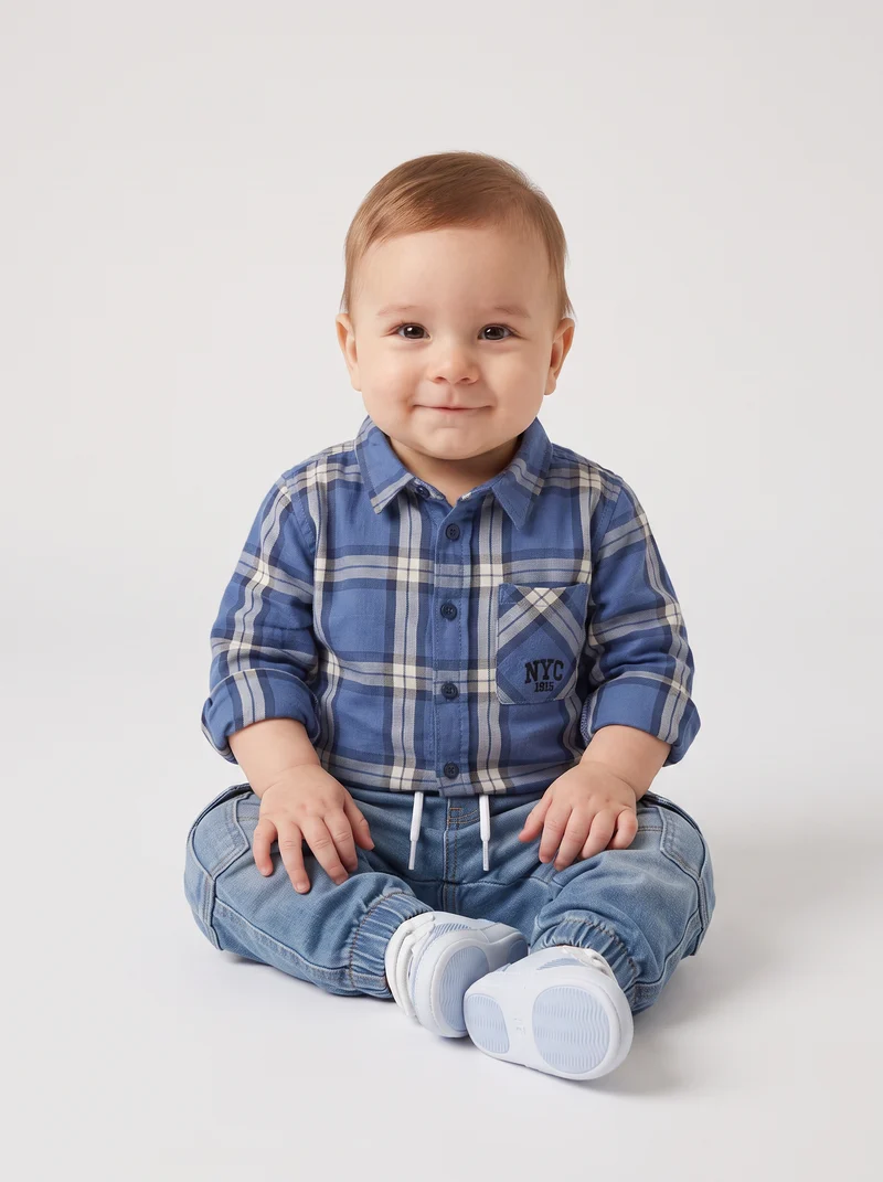 Pantaloni effetto denim ampi e comodi - Denim chiaro
