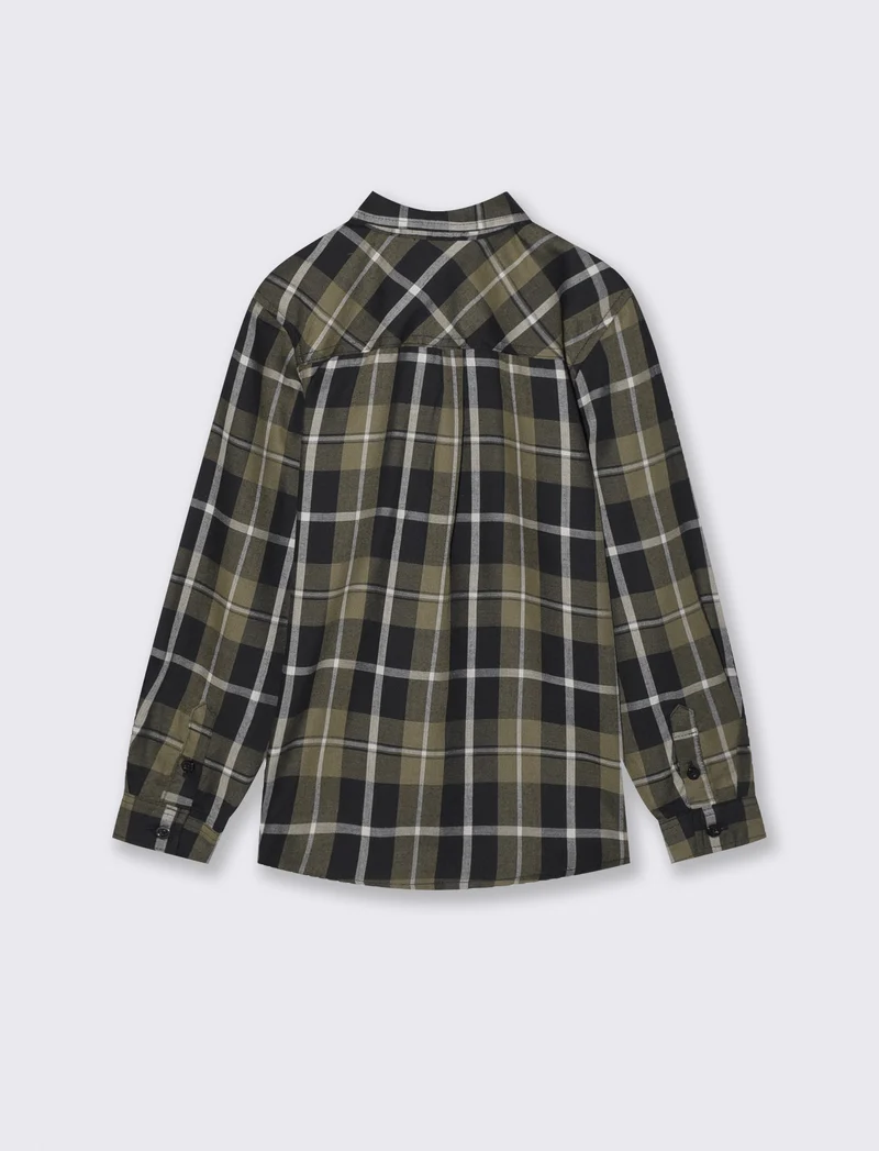 Camicia a quadri in flanella di cotone - Verde