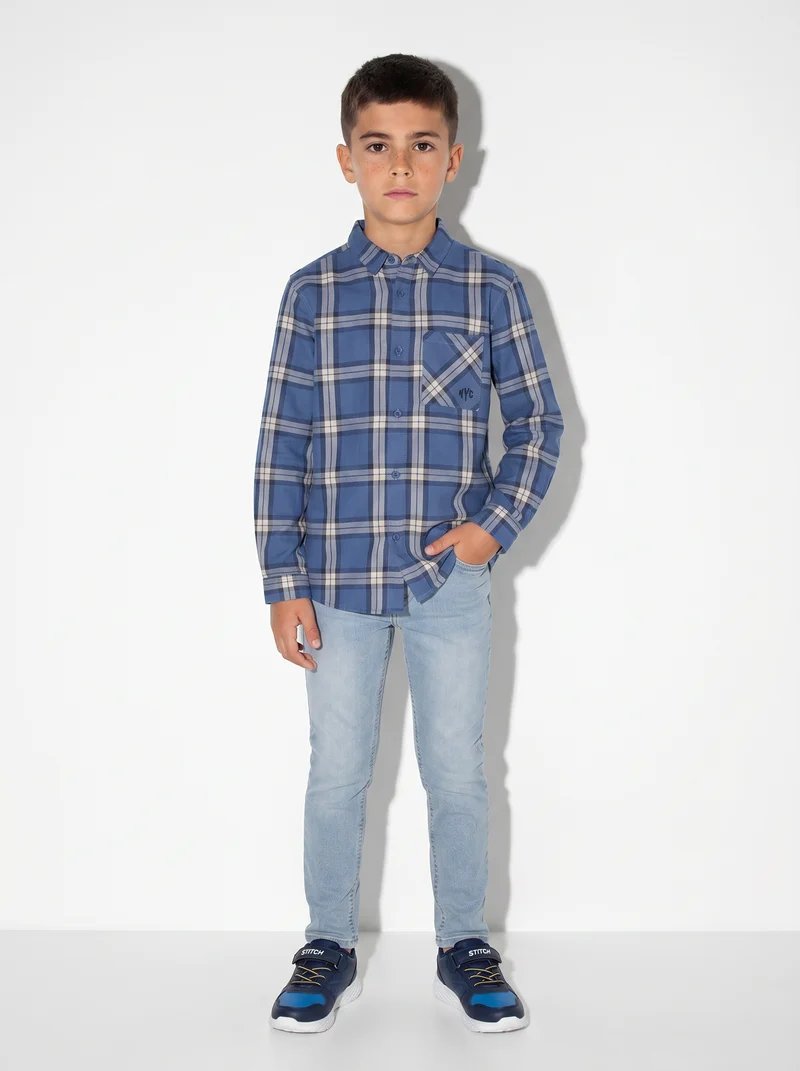 Camicia a quadri in flanella di cotone - Blu