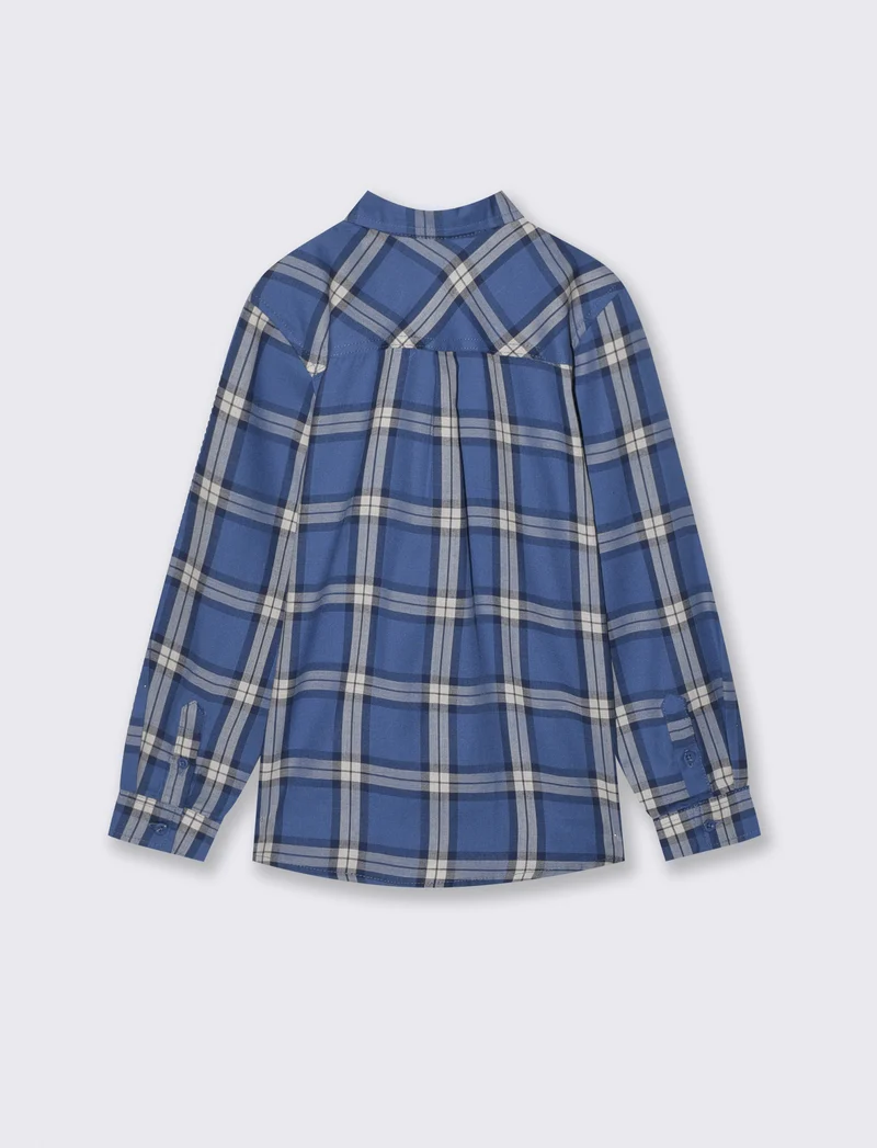 Camicia a quadri in flanella di cotone - Blu