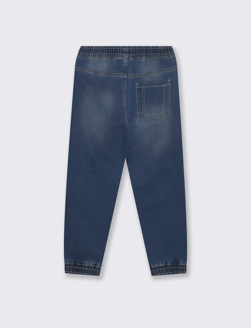Jogging in denim con vita elasticizzata - DENIM SCURO