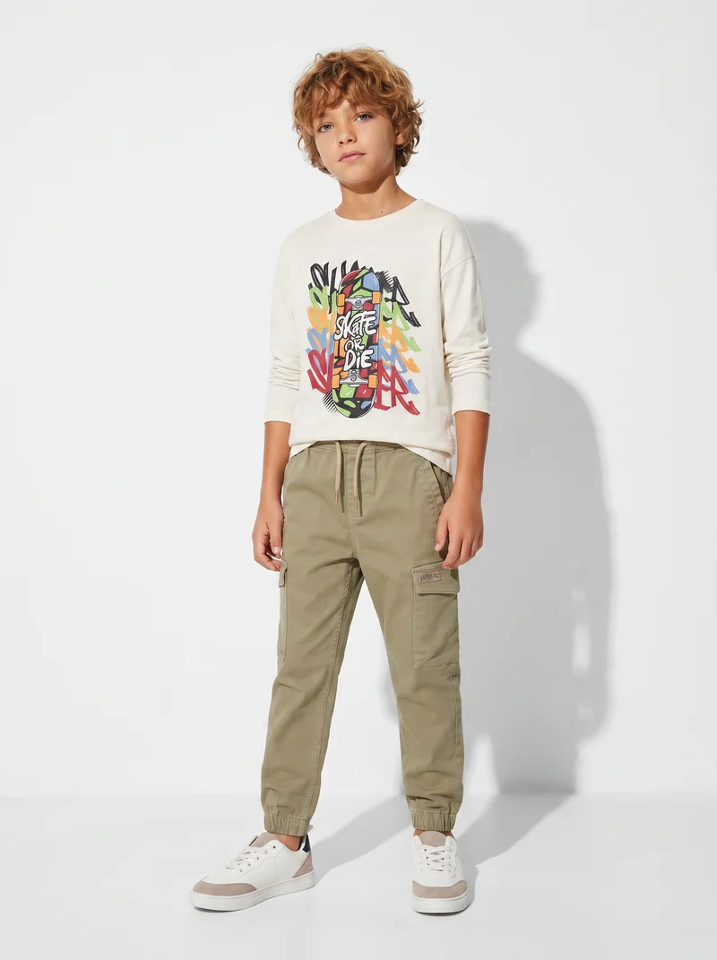 Jogging e pantaloni cargo in maglia - Beige
