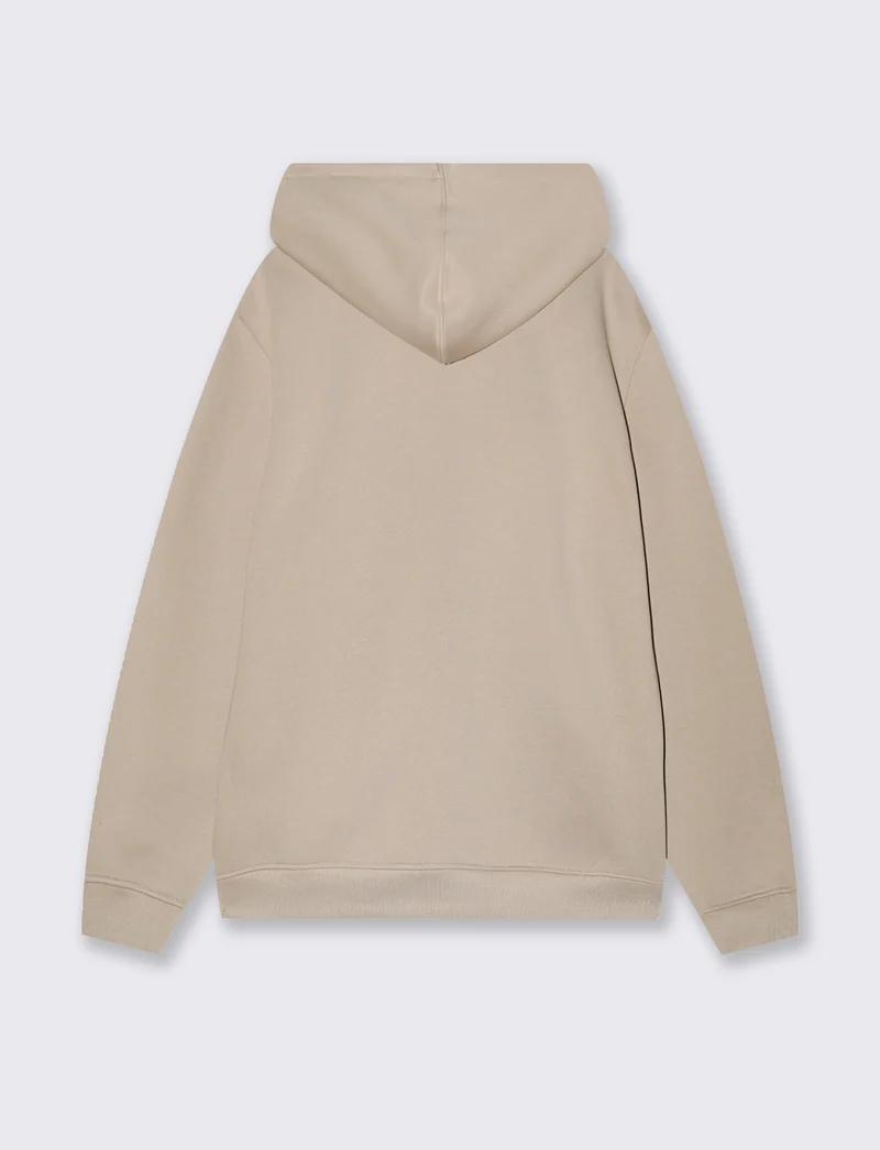 Felpa cappuccio con cerniera basic - Beige