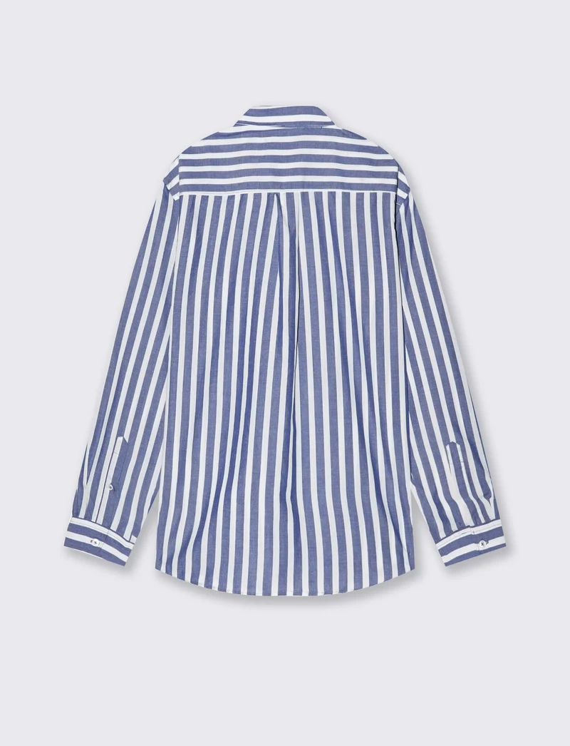 Camicia a righe regular fit in cotone - Bianco