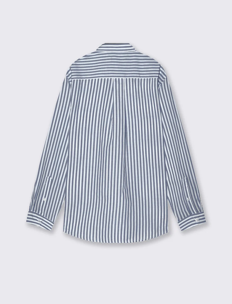Camicia a righe regular fit in cotone - Bluette