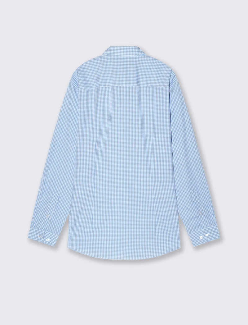 Camicia Regular Fit Easy Iron in Cotone - Celeste
