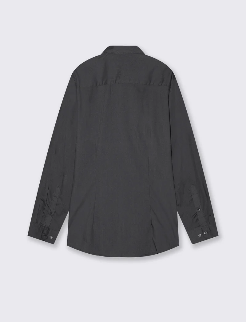 Camicia Regular Fit Easy Iron in Cotone - Grigio piombo
