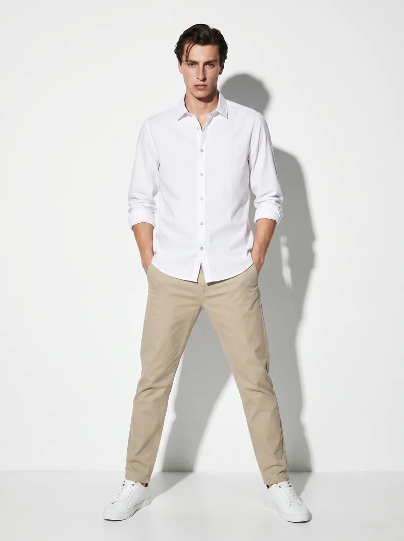 Camicia Regular Fit Easy Iron in Cotone - Bianco