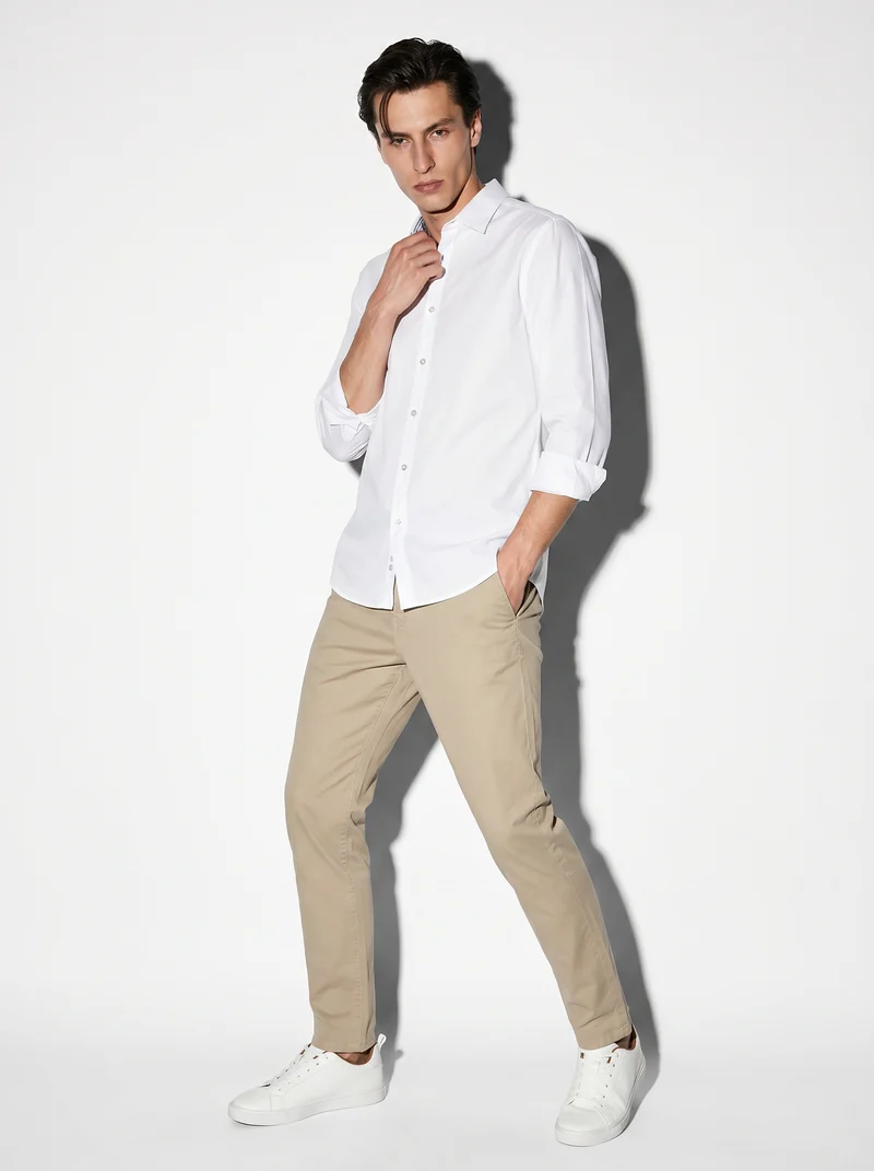 Camicia Regular Fit Easy Iron in Cotone - Bianco
