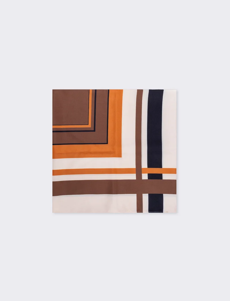 Foulard 70x70 con stampe geometriche - Arancio