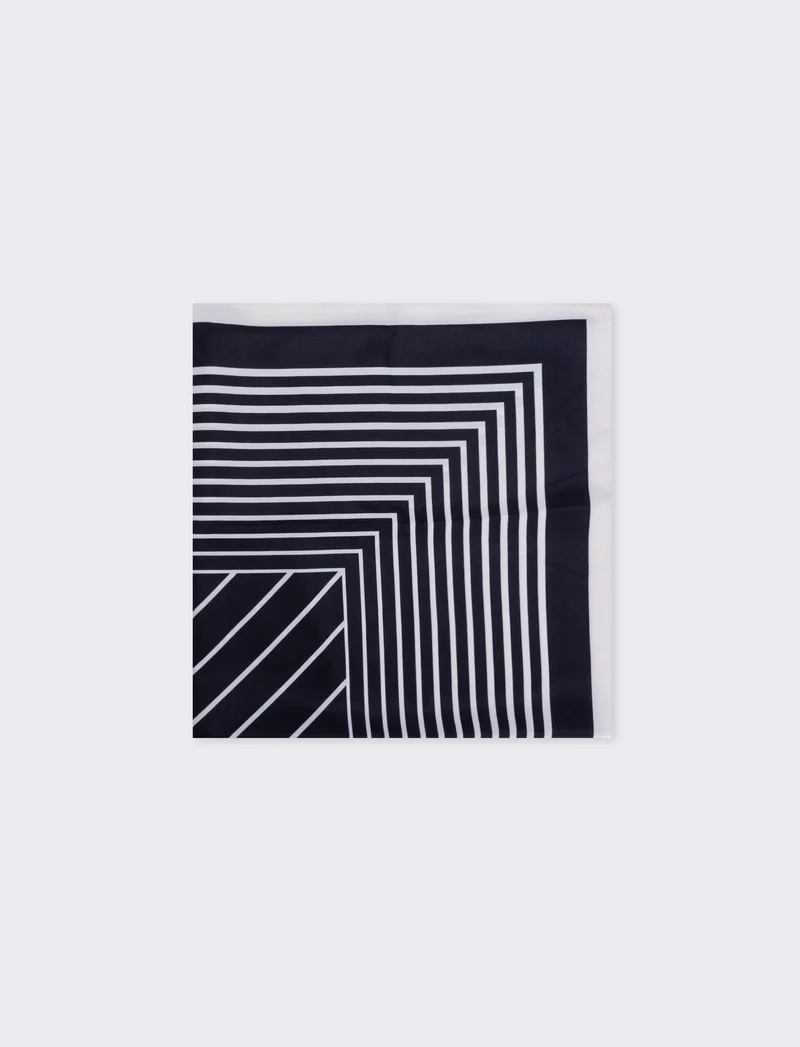 Foulard 70x70 con stampe geometriche - Nero-bianco